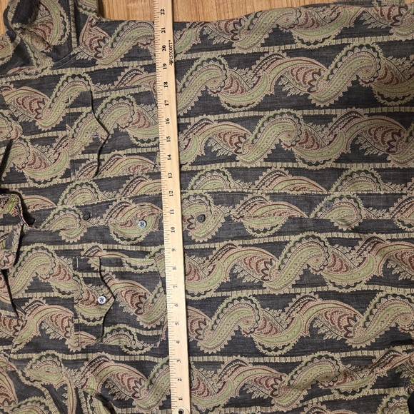 Men's Calvin Klein Shirt Large Green Long Sleeve Paisley Button Up Casual - Picture 11 of 14